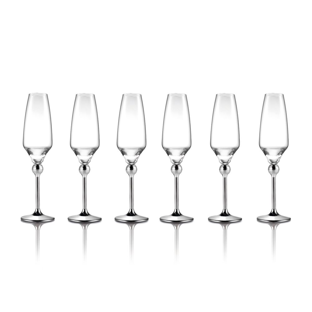 Magic Harmony Crystal & Stainless Steel Champagne Glasses, 6 pcs Zepter Shop